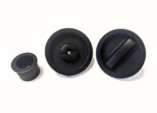 Eclisse Round Bathroom / Privacy Lock Set For Sliding Pocket Door - Painted Black Essentials Collection