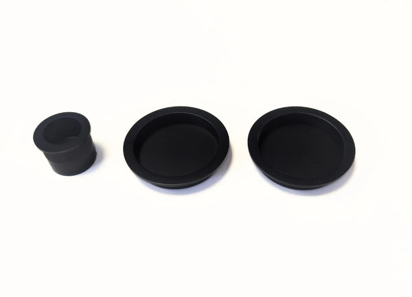 Eclisse Round Flush Pull Handle Set For Sliding Pocket Door - Painted Black Essentials Collection